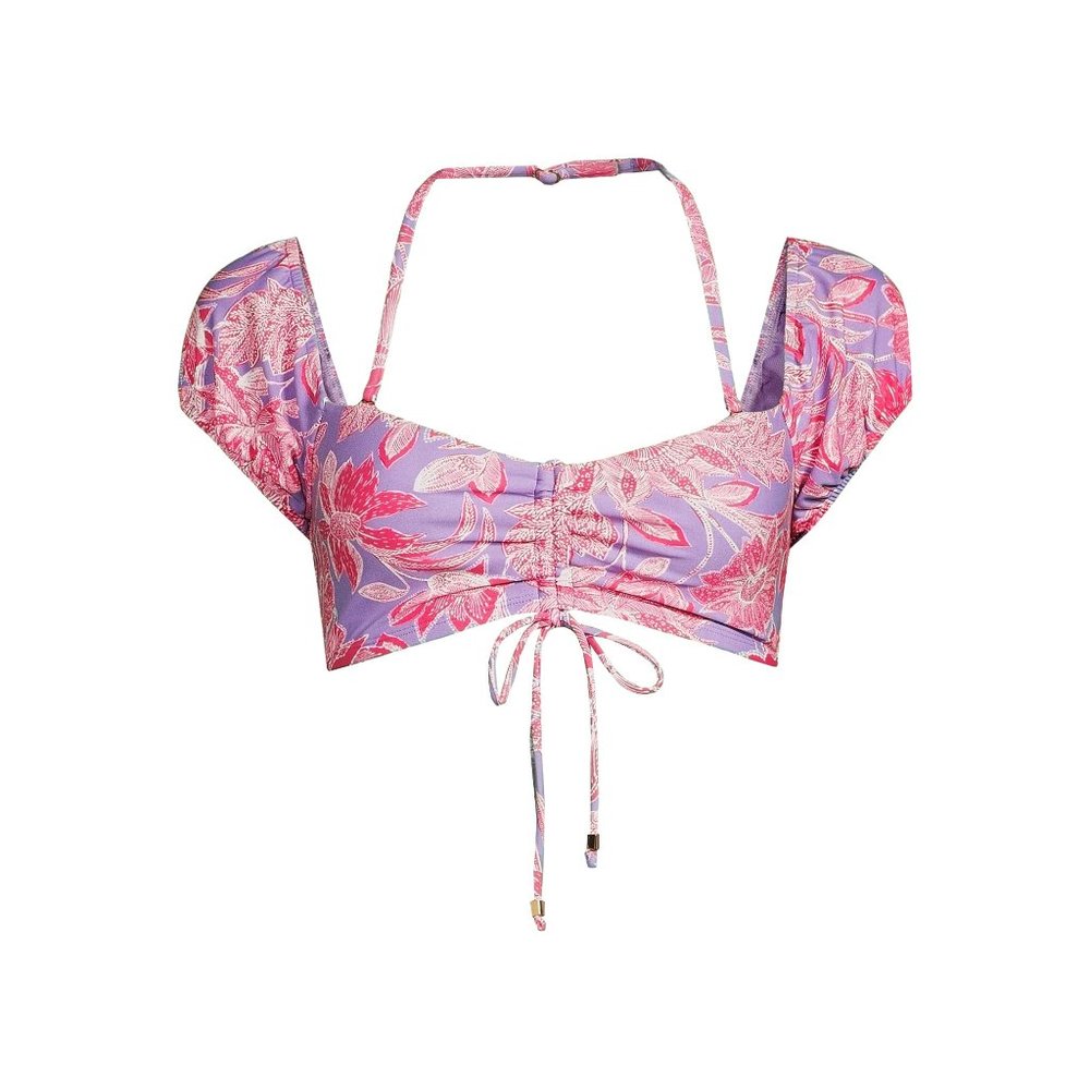 Time And Tru Women's and Women's Plus Printed Off Shoulder Swim Top